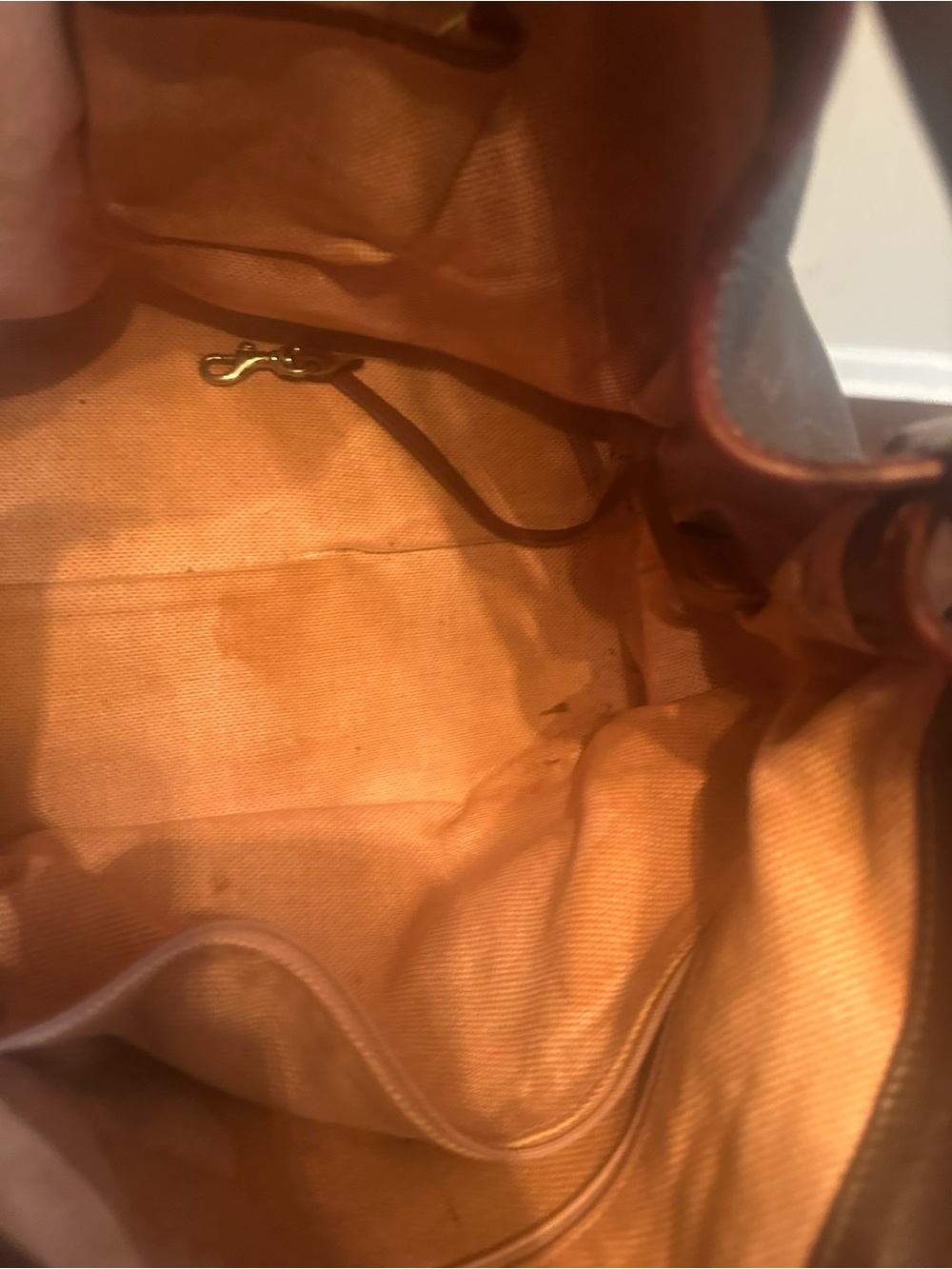 Dooney & Bourke Dark Brown Leather Shoulder Hobo with Tan Trim - Picture 3 of 3